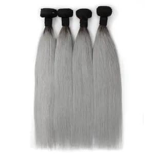 2023 New Dropshipping Straight Grey Ombre Hair Weave