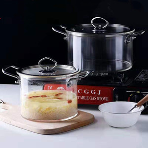 Fogão a Gás com Duas Alças, Panela Alta para Cozinha Doméstica, Grande Capacidade de 5.5L, Panela de Aço Inoxidável com Tampa de Vidro - Product Image 4