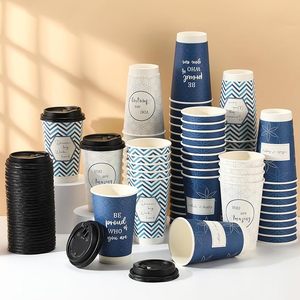 Gobelets en papier jetables de qualité alimentaire biodégradables et écologiques personnalisables de 12oz gaufrage kraft à double paroi - Product Image 5