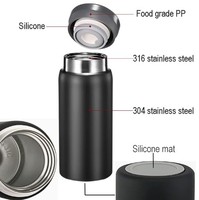 Mini thermos en acier inoxydable 200 ml, bouteille isotherme portable anti-fuite pour les voyages, le bureau et le camping