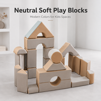 Château de Jeu Doux en Blocs pour Enfants, Équipement d'Amusement Intérieur/Extérieur, Blanc Beige Gris, Gym Sensoriel pour Tout-petits, Cubes de Château