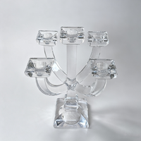 Candélabres Modernes à 5 Branches Sculpturaux Personnalisés Centre de Table Bougeoir en Cristal Transparent pour Mariage