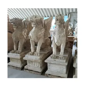 घर उद्यान सजावट हाथ से बने संगमरमर की मूर्ति में पत्थर के लिए पशु मूर्तियों