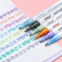 אמזון מכירה לוהטת 8 צבעים מתאר עט שני-צבע סמן ניאון סמן Diy קו כפול עט