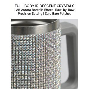 Gobelet isotherme à double paroi en acier inoxydable 304 de 40 oz avec strass, poignée, couvercle à paille et support pour porte-gobelet OEM - Product Image 5
