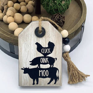 Décor à la maison mur en bois ferme Animal pile signe rustique tenture murale signe tenture murale Plaque en bois étiquette signes - Product Image 2