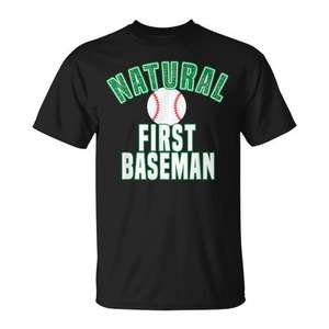Camiseta de béisbol Natural First Baseman para mujer, negra, de manga corta, cuello redondo, diseño deportivo - Product Image 1