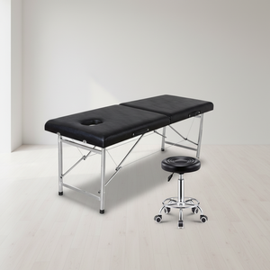 Lettino da Massaggio Portatile Pieghevole con Sgabello, Letto Spa Richiudibile con Foro per il Viso per Salone di Bellezza, Massaggi Terapeutici e Uso Domestico - Product Image 1
