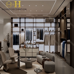 ชั้นวางโชว์เสื้อผ้าสำหรับร้านค้าร้านบูติกแท่นวางเสื้อผ้าปรับแต่งได้แบบทันสมัยพร้อมโครงสร้างโลหะ - Product Image 5