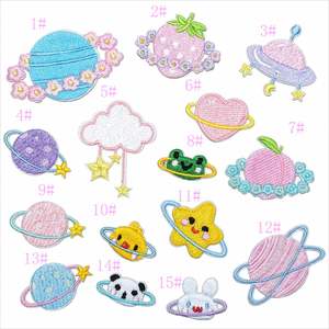 Self Adhesive Kawaii Embroidery Macaron Color Fruit Star Patch for Girls Women - Product Image 1