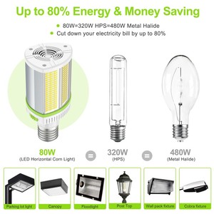 Ampoule LED Corn 80W/60W/48W, base E39, grande base Mogul, lampe LED COB 12000Lm pour garage, entrepôt, usine, atelier, rue, cour arrière - Product Image 5
