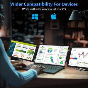 Moniteur portable à double écran pour MacBook 2x15.6 pouces IPS 250 Nits Câble de connexion à double USB-C Prend en charge le mode étendu/miroir Seconde - Product Image 6