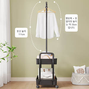 Porte-manteau <span class=keywords><strong>mobile</strong></span> multifonctionnel en acier inoxydable et PP avec roulettes et corde à linge, idéal pour le rangement dans le salon et la chambre - Product Image 4
