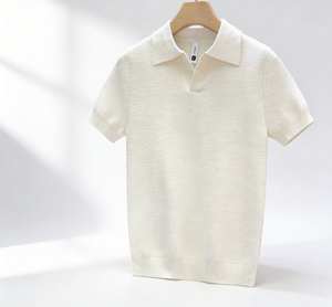 Camiseta de punto de manga corta para hombre, nueva colección de verano, con cuello tipo tijera, de lyocell, fresca y resistente a las arrugas - Product Image 3