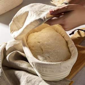 Cesta de fermentación de pan de lino y ratán natural para amasar masa, utensilios de cocina - Product Image 3