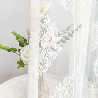 Voile brodé en polyester de haute qualité, voile transparent pour fenêtre, français, italien, blanc, rideau en dentelle, tissu 100% polyester