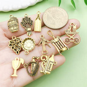 Antique Gold Alloy Wine Series Pendant For DIY Jewelry Accessories Zinc Alloy Plated Findings - Product Image 2