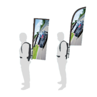 Publicité extérieure Mobile Billboard Sac à dos Drapeaux Promotionnel Mobile Plume Larme Rectangle Drapeau Marcheurs Drapeaux Rectangulaires