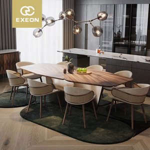 Light Luxury Long Square Table, Meal, 2M Stainless Steel Metal Foot Restaurant <strong>Furniture</strong> - Product Image 2