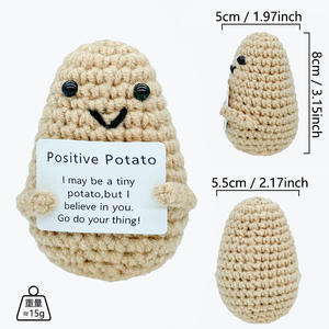 Pomme de terre souriante kaki en crochet faite à la main, figurine d'animaux mignons, ornement de bureau, cadeau, énergie positive (P Card) - Product Image 1