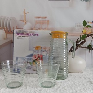 Ensemble Carafe et Verres en Verre, Distributeur d'Eau et de Jus, Chopes à Bière, Vaisselle en Verre Rayée, Prix de Gros, 5/3 pièces, Livraison 24h - Product Image 6