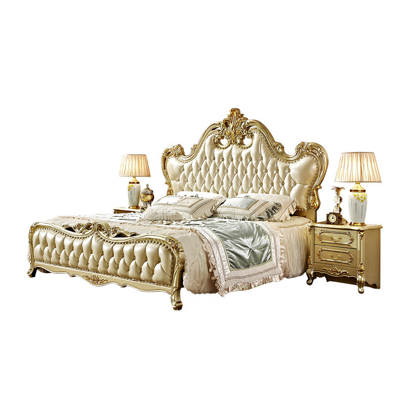 European Style Solid Oak Carved Double