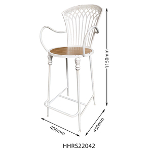 Nordic Style Modern <b>Rustic</b> Wooden Metal Bar Stool High <b>Chair</b> for Home Bar Outdoor Living Room Hotel Use-Eco-friendly - Product Image 2