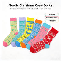 Chaussettes en coton jacquard unisexes pour Noël, motif Père Noël, chaussettes de mode contrastées pour les fêtes, logo personnalisé OEM