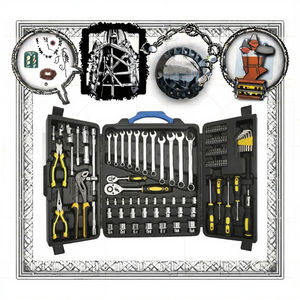 Para juego de <span class=keywords><strong>herramientas</strong></span> de mano multifuncionales de acero de 125 piezas Estuche rígido de garantía de 1 año incluido para automóviles de mantenimiento de instalación - Product Image 3