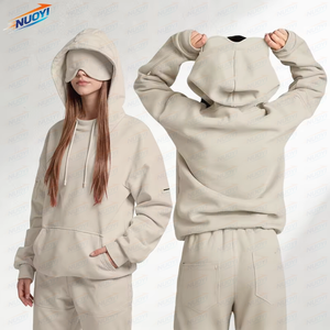 <span class=keywords><strong>Felpa</strong></span> <span class=keywords><strong>Oversize</strong></span> da <span class=keywords><strong>Donna</strong></span> Invernale con Maschera per Occhi, Stampa da Viaggio, Vestibilità Comoda, Pullover con Logo Personalizzato, Tinta Unita - Product Image 2