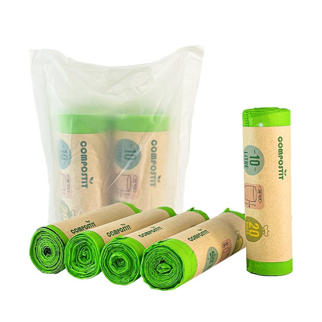 Wholesale Biodegradable Compostable Drawstring  Trash Bag on Roll Cornstarch Custom Print