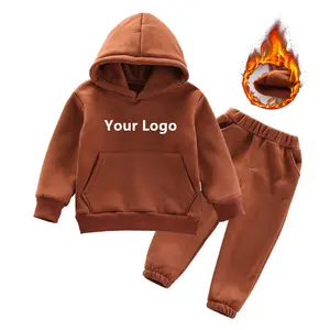 New Trendy Wholesale High Quality Custom Made Logo Toddler Jogger Fleece Clothing Set Kids Boys 2 Pieces
