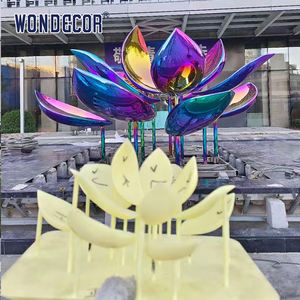 WONDE COR Großformat ige gegossene abstrakte farbige Lotus geometrische Edelstahls kulptur im Freien - Product Image 3