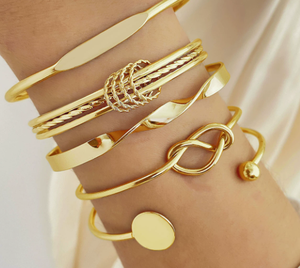 NUEVO Conjunto de Pulseras Punk para Mujer, Color Dorado, Cuentas, Cadena Cubana, Pulsera Irregular en Capas, Conjunto de Pulseras con Dijes - Product Image 6