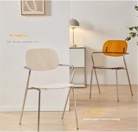 Chaise empilable en métal transparente, design créatif moderne, style nordique simple, avec accoudoirs, dossier, pour la maison, la salle à manger, la négociation, ou comme tabouret de bureau.