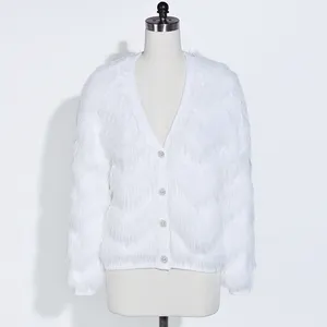 V neck Knitwear Girls Knit Winter Long Sleeve Ladies Clothes Knitted Cardigan lovely White Sweater Women