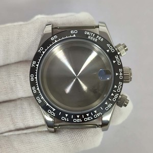 Piezas de reloj impermeables con bisel de cerámica negra y acero inoxidable de 39mm con carcasa trasera sólida para movimiento VK67 - Product Image 6