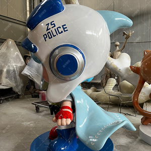 Escultura de Policía de Dibujos Animados, Figura Decorativa de Fibra de Vidrio para Montar en el Suelo Exterior - Product Image 5