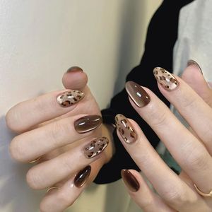 <span class=keywords><strong>Uñas</strong></span> Postizas Acrílicas <span class=keywords><strong>Cortas</strong></span> Almendradas <span class=keywords><strong>con</strong></span> Estampado de Leopardo, Venta al por Mayor, <span class=keywords><strong>con</strong></span> Pegamento, Marca Privada, Reutilizables 2026 - Product Image 5