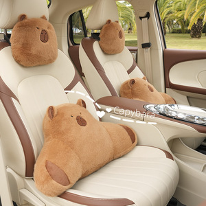 Coussin de soutien lombaire pour voiture Capybara, coussin ergonomique en peluche pour appuie-tête, pour siège auto, utilisable en toutes saisons - Product Image 1