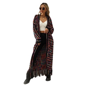 Cardigan long à franges grande taille rayé pour femme, style streetwear, tailles SMLXLXXLXXXL - Product Image 5