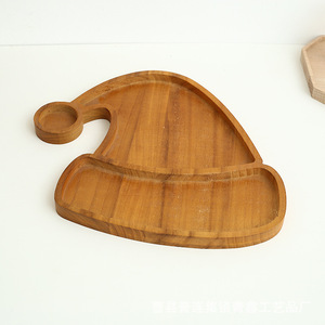 Bandeja de madera de Paulownia con forma de árbol de Navidad, sombrero de Papá Noel y reno, color natural, vajilla para el hogar, para fiestas de té y postres - Product Image 4