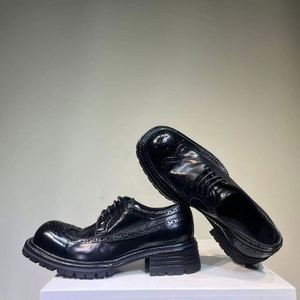 Zapatos de Hombre de Cuero para Invierno, Estilo Casual de Negocios, con Cordones, Suela Gruesa, Tacón Elevado, Patrón Grabado, Transpirables, Altura hasta el Tobillo - Product Image 3