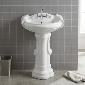 Nouveau lavabo décoratif en céramique moderne avec piédestal, à poser au sol, style européen - Product Image 2