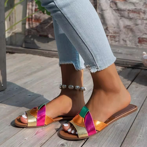 2026 New Braid <strong>Glitter</strong> Designer <strong>Sandals</strong> for Women Luxury Flat Slippers Summer Fashion Shoes - Product Image 2