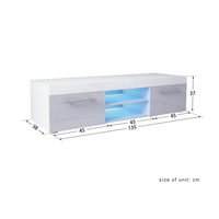Meuble TV LED Contemporain de Luxe, Unité 2 Portes, Moderne, Brillant Mat, MDF, pour Salon, Chambre, Meuble Multimédia, Couleur Personnalisable, Appartement