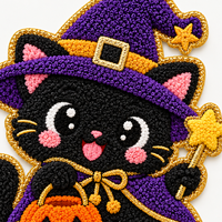 Grandes broderies 3D en tissu éponge, motifs Citrouille, Fantôme, Crâne, avec paillettes thermocollantes, écologiques, personnalisables, pour Halloween, en chenille, couleur Or métallique