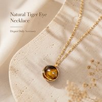 Collier pendentif en œil de tigre naturel enroulé sur fil, bijoux en acier inoxydable pour usage quotidien, cadeau