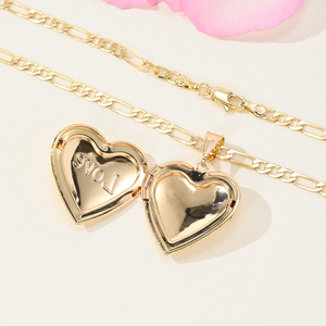Collier tendance avec pendentif en forme de cœur ouvert en laiton plaqué or, unisexe, motif symbole <span class=keywords><strong>d</strong></span>'<span class=keywords><strong>amour</strong></span> éternel, chaîne à maillons, cadeau - Product Image 5
