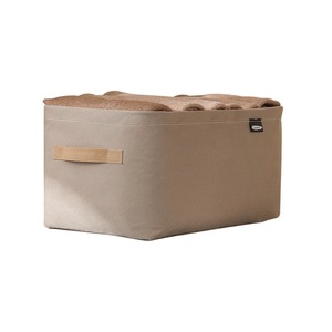Clothing Organizer Foldable <b>Storage</b> <b>Basket</b> Rectangle Gray Khaki Cotton Fabric For Home Wardrobe Dormitory Use - Product Image 1